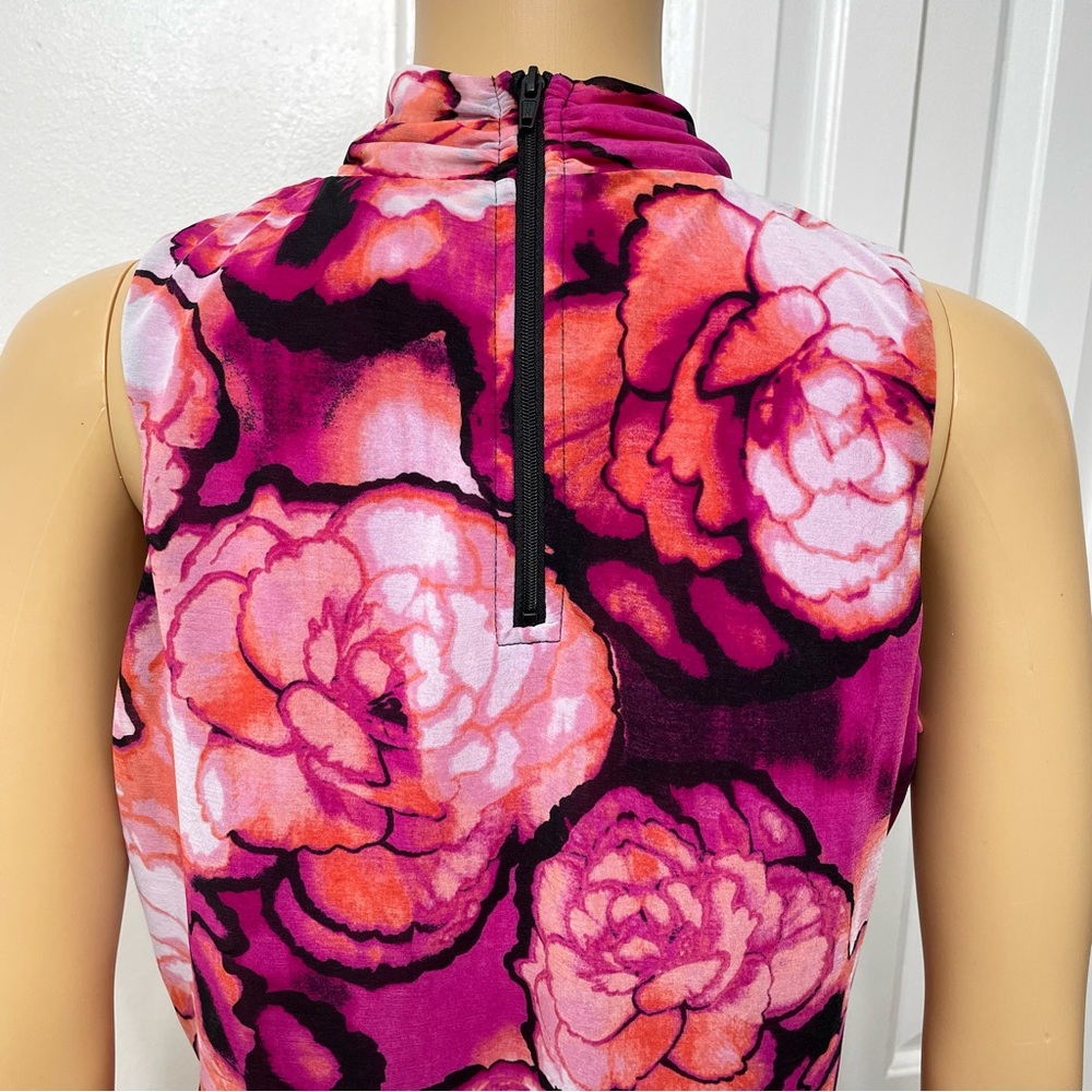 Worthington Women’s Pink Rose Floral High-neck Sleeveless Blouse size Medium P - Picture 7 of 10
